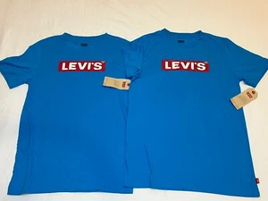 2x Levi’s Boys Short-Sleeve Graphic Blue Tee - Size Large - Picture 1 of 7