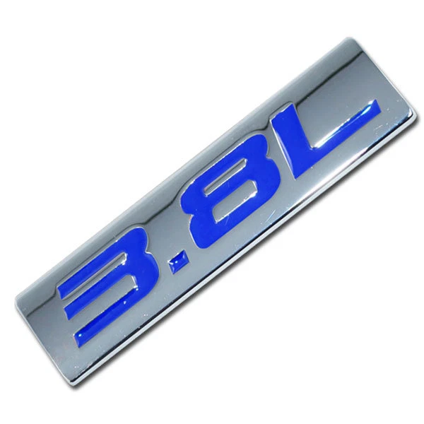 CHROME/BLUE METAL 3.8L ENGINE RACE MOTOR SWAP EMBLEM BADGE FOR TRUNK HOOD DOOR - Image 1 of 1