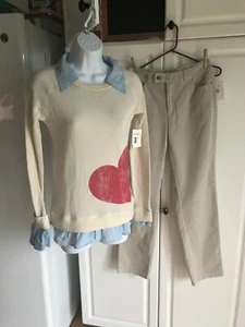 Neu Liz Claiborne Damenhose Größe 6 beige mit Derek Herz Shirt Größe Small - Bild 1 von 10