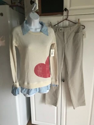 New Women's Liz Claiborne Pants size 6 Beige with Derek Heart Shirt size Small - Image 1 of 4