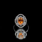 16.69ct Natural Oval Untreated Yellow Citrine Brazil 925 Gold Silver Ring 6.5US