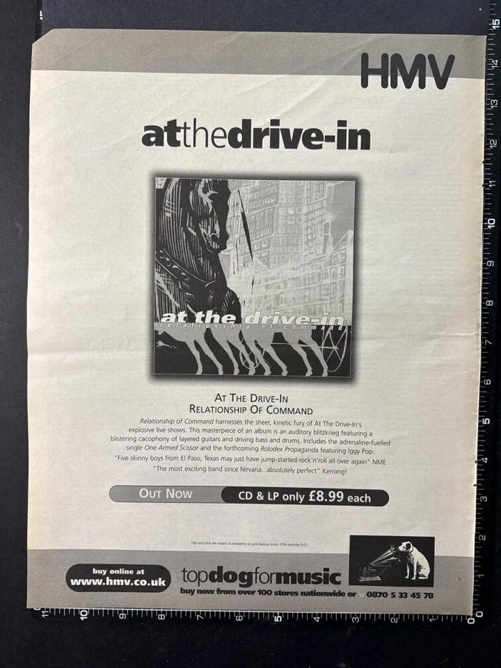 AT THE DRIVE IN - RELATIONSHIP OF COMMAND 15X11" 2000 Poster Size Advert L299 - Image 1 of 1