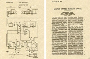 Armstrong FM RADIO 1933 Patent Art Print READY TO FRAME circuit tube - Picture 1 of 1