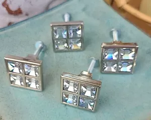 RICHELIEU Hardware Knobs/pulls Silver Plate and Swarovski Crystal Lot Of 4 Italy - Picture 1 of 9