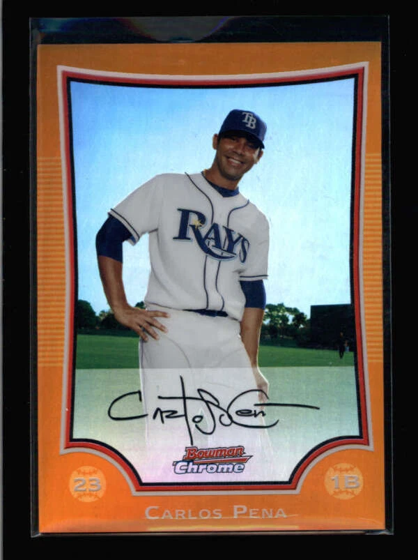 CARLOS PENA 2009 BOWMAN CHROME #60 ORANGE REFRACTOR PARALLEL #03/25 AY7374 - Image 1 of 1