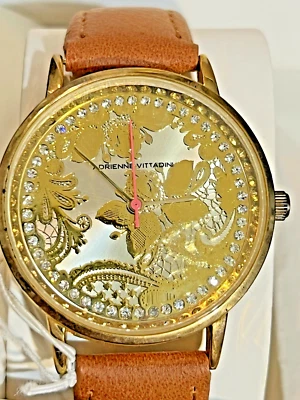 NIB Adrienne Vittadini Ladies' Gold Tone Leaf Floral Dial Watch AD10759 (1765) - Image 1 of 4