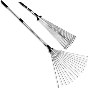 Adjustable Metal Rake - Collapsible & Telescopic - Garden, Yard, Lawn - J16A - Picture 1 of 12