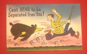 Comic 1940's Linen PC ~ Can’t BEAR To Be Separated From You! - Picture 1 of 2