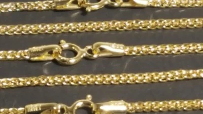 Collar de cadena de trigo cuadrado de oro amarillo macizo de 14K de 1,75 mm 16”,18”,20”,22”,24” Foto 1 de 3