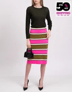 RRP €784 MARC JACOBS gonna a matita in cashmere taglia M maglia motivo a righe - Foto 1 di 10
