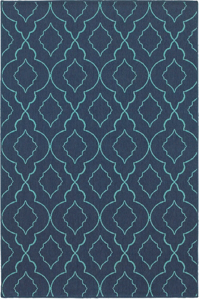 Alfombra Esfinge Azul Marino Ondas Remolinos Rizos Ovalados Contemporánea Geométrica 7541B Foto 1 de 1