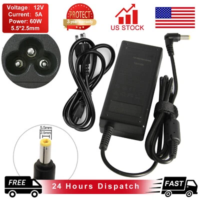 12V 5A 60W AC Adapter Power Supply Charger Cord For 5050 3528 Flexible LED Strip - Image 1 of 4