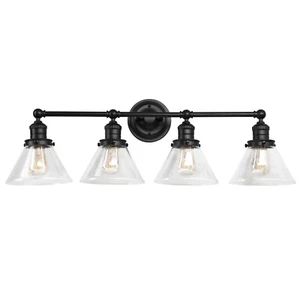 Augustin Vanity Light in Matte Black, 4-Light - Picture 1 of 7
