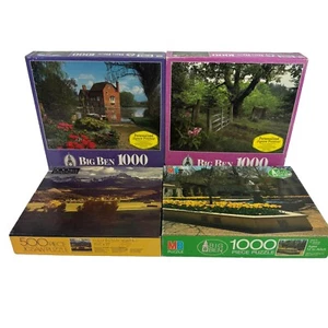 Lot 4 Vintage Milton Bradley Golden Big Ben 1000/500 Pc Puzzles- New - Picture 1 of 12