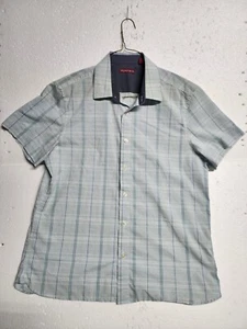Axist Shirt Mens Large Button Up Short Sleeve Light Green Stripe Casual Collared - Picture 1 of 9
