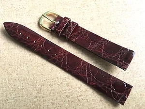 Rich dark brown 14mm NOS vintage watch strap Genuine Crocodile Made in Italy - Picture 1 of 3