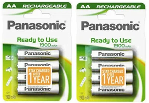 8 x Panasonic AA Rechargeable Batteries 1900 mAh Ready To Use LR6 NiMH MN1500 - Picture 1 of 3