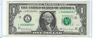 Fancy Serial Number $1 Dollar Bill Note FLIPPER 3 of a kind 8s L90688869F COOL! - Picture 1 of 3