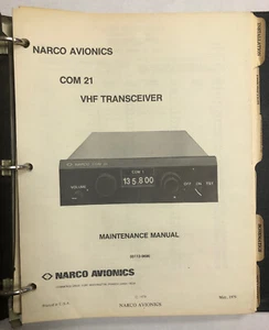 Narco Avionics Com 21 VHF Transceiver Maintenane Manual 1979 Original - Imagen 1 de 8