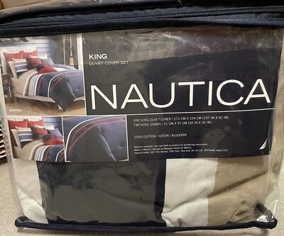 Conjunto de capa de edredom e fronhas Nautica Bradford Collection tamanho King 100% algodão - Imagem 1 de 4