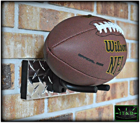 NFL Football Full Size Wall Mount Display Holder Plaque Aluminum Diamond Plate Cover