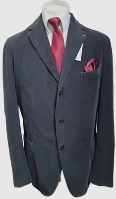 Blazer Boglioli Italiano Parche Bolsillo Algodón Pana Chaqueta Deportiva Gris 48"L Foto 1 de 4