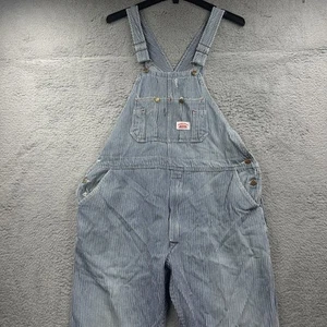 Vintage Round House Bib Overalls USA Hickory Stripe Engineer 44x30 Mens - Picture 1 of 13