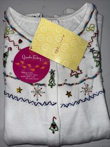Maglione cardigan natalizio con perline Quacker Factory nuovo con etichetta taglia L - Foto 1 di 6