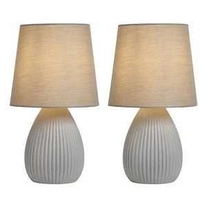 BHS Freya Teardrop Set Of 2 Ceramic Light Grey Table Lamps - Picture 1 of 6