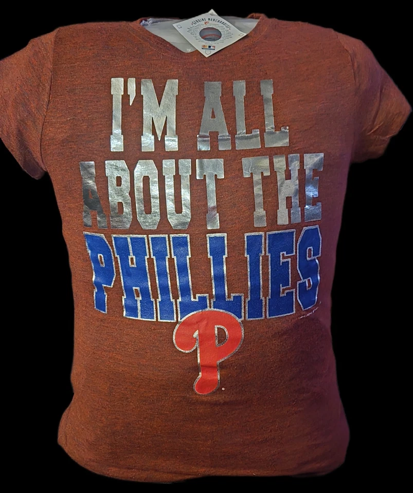 Philadelphia Phillies Vintage Womens T Shirt Size XL Maroon With Decal - Image 1 of 1