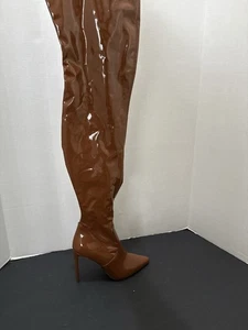 Steve Madden Mujer Victorinikto Marrón Charol Hasta el Muslo Botas Talla 7 Stiletto - Imagen 1 de 9