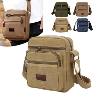 Men's Shoulder Bag Business Leisure Large Capacity Portable Handbag Zipper Multi - Picture 1 of 20