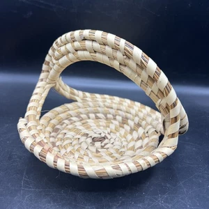 Gullah Korb SC Henkel Süßgras Handarbeit 5,5x6" Volkskunst klein - Bild 1 von 3