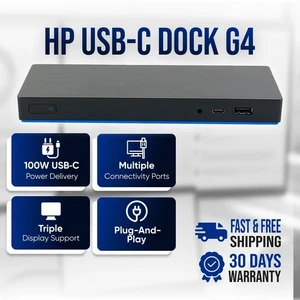 HP USB-C DisplayPort 4K Triple Monitor Dock G4 HSTNH-U601 Docking Station - Picture 1 of 11