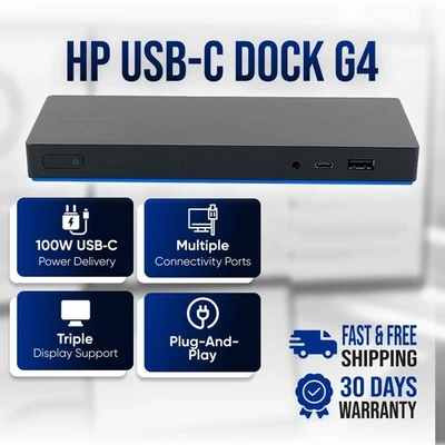 HP USB-C DisplayPort 4K Triple Monitor Dock G4 HSTNH-U601 Docking Station - Image 1 of 4