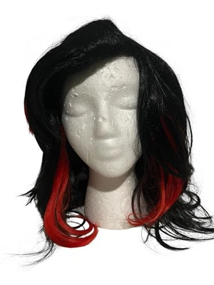 Anime Cosplay Straight Black Red Highlights Short Costume party wig Layered - Image 1 of 4
