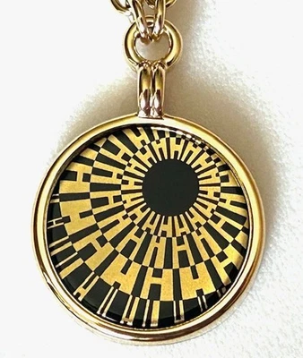 Authentic Hermes Medaille OP'H Necklace PM Small Model Black Enamel & Gold Plate - Image 1 of 4