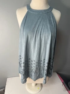 Taylor & Sage Damen Neckholder hinten offen Wildleder Laser Cut Tank Größe XL. Lt Blau - Bild 1 von 9