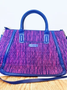 Vera Bradley Trimmed Trapeze Satchel Tote Bag Impressionista Stripe Women’s - Picture 1 of 7