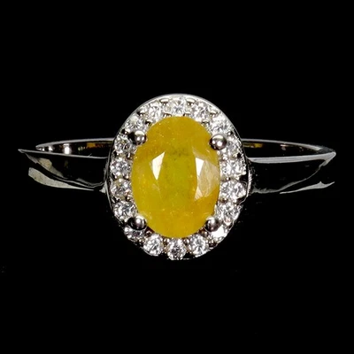 Anillo de plata de ley 925 ovalado zafiro amarillo 7x5 mm joyas de piedras preciosas tamaño 7 Foto 1 de 4