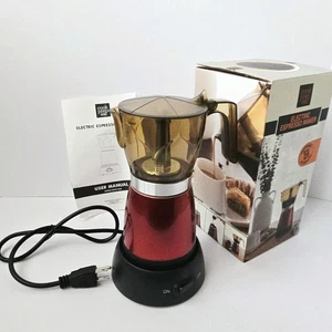 Cook Prep Eat Electric Espresso Makes 3-6 Shots Moka Pot 550 Watts Rojo Nuevo - Imagen 1 de 13