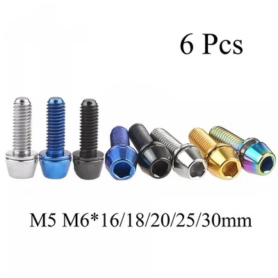 Titanium Bolt M5x16 18 20 25mm Taper Hex Head with Washer Ti Screw for Bike Stem - Image 1 of 4