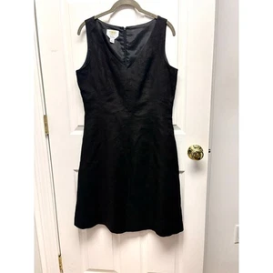 Vestido de lino negro vintage Talbots ajuste forrado acampanado sin mangas cuello en V para mujer 10 - Imagen 1 de 6