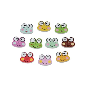 30pcs Cute Frog Wooden Buttons for Crafts Sewing Scrapbooking DIY Decor 21x18mm - Picture 1 of 6