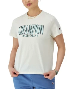 Champion Womens Classic Cotton Graphic Crewneck T-Shirt Natural Brown M - Picture 1 of 5