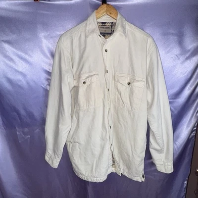 Jaqueta casaco creme vintage masculina alta serra denim lã interior tamanho M - Imagem 1 de 4