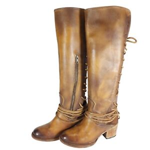 Freebird By Steven Women's Coal US 7 Brown Distressed Leather LaceUp Riding Boot