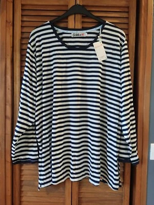 ⭐ marinière tunique Femme Neuf Taille 58/60  Si Belle Et blanc marine  - Photo 1/4