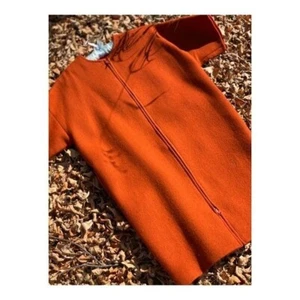 Vtg | 60s Mod Wool Coat Rust Burnt Orange Short Sleeve Sz M/L - Picture 1 of 11