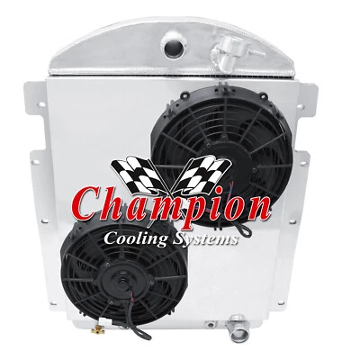 Rel 3 Row Radiator Chevy Config,10" Fans,Shroud-1938 Chevrolet HE V8 Conv Foto 1 de 4
